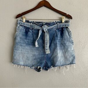 Women’s Denim Jean Shorts Size 30 Cutoff Tie Elastic Waist
